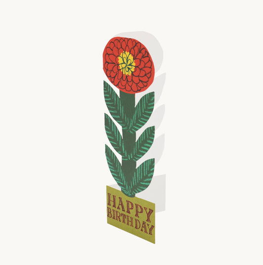 Card Cheery Red Flower, Happy Birthday