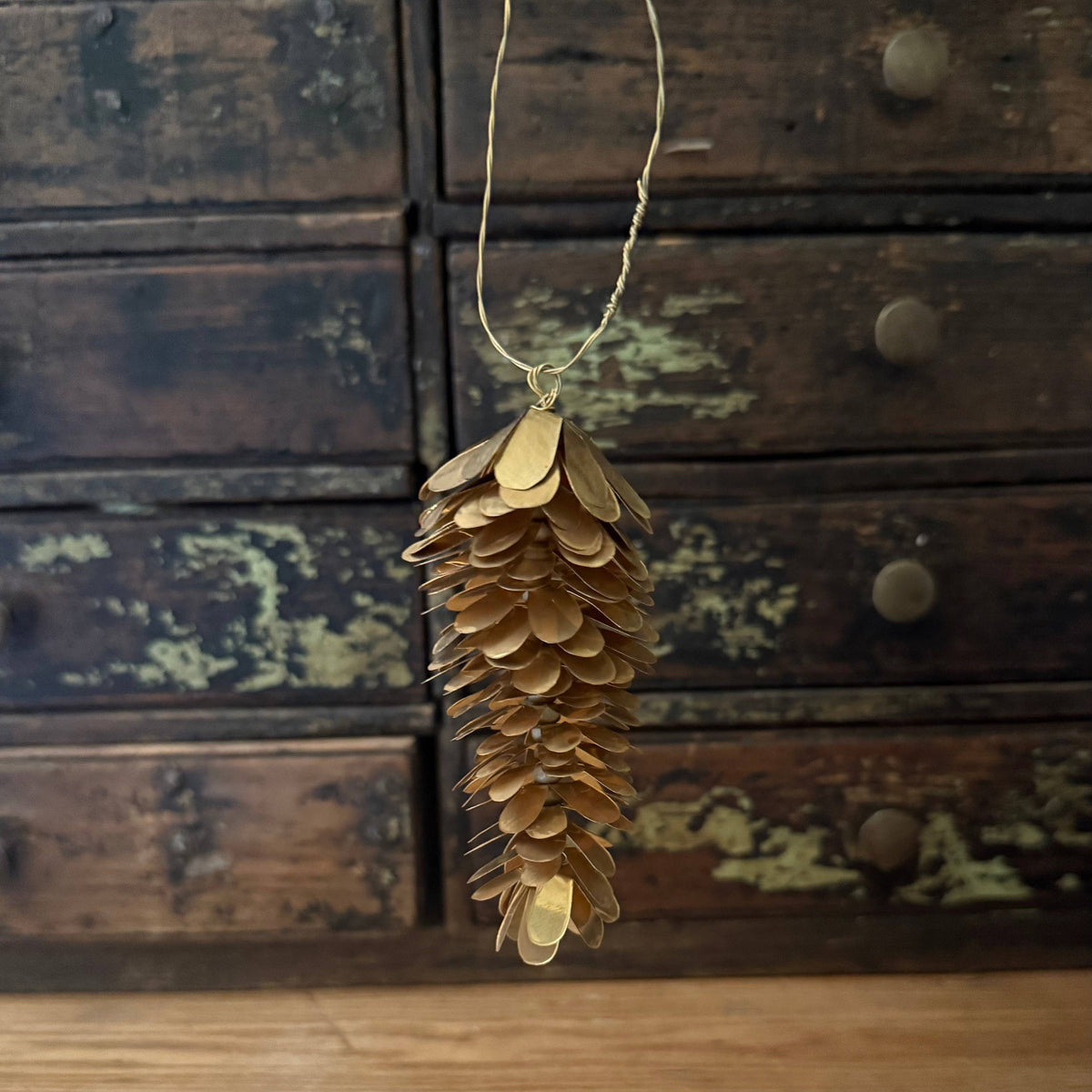 Brass Pine Cone Decorations