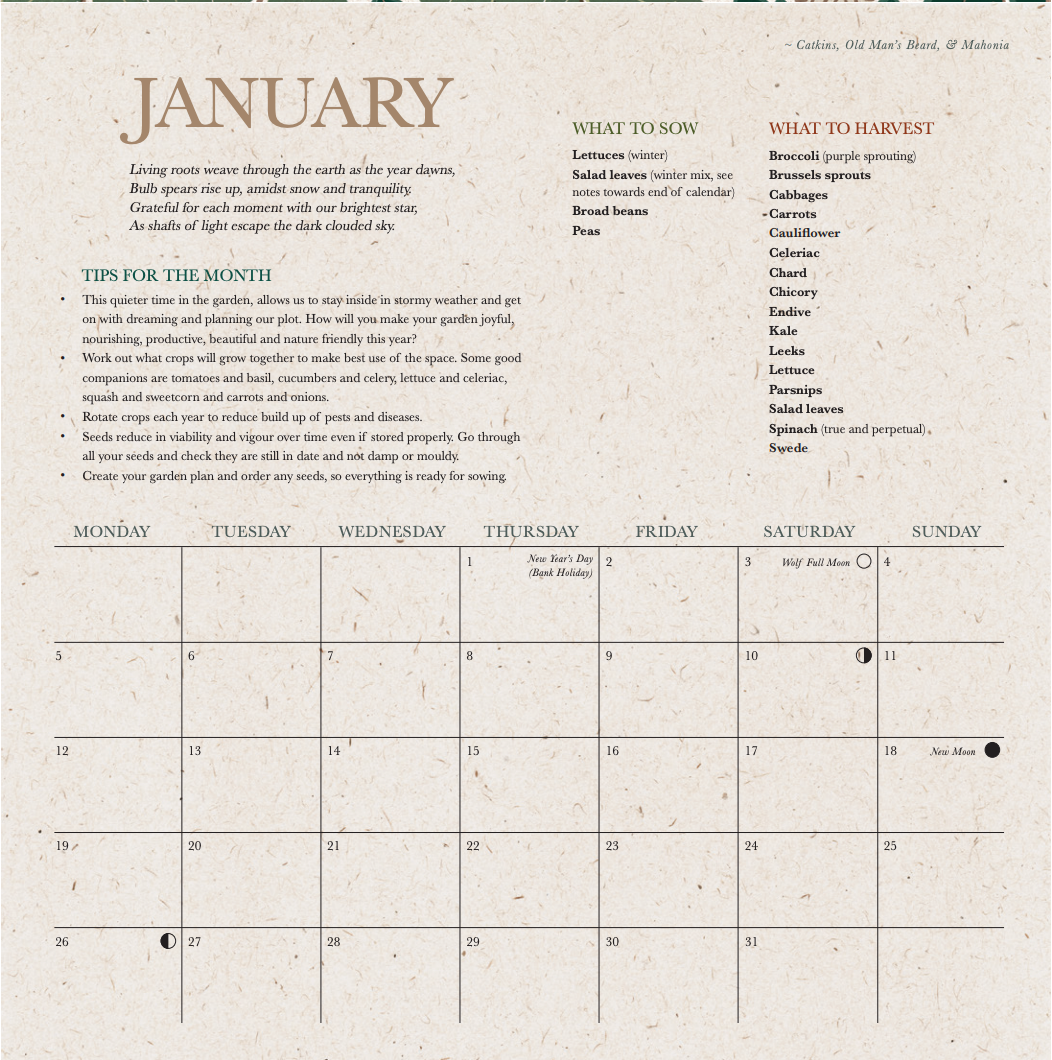 Growing Through the Seasons Calendar 2026