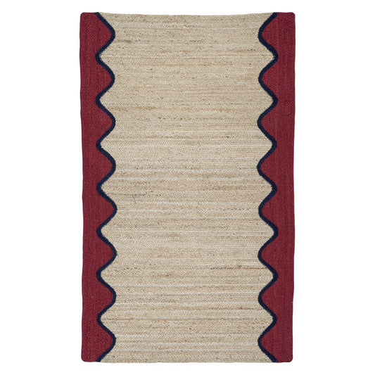 Wave Jute Rug Burgundy/Navy