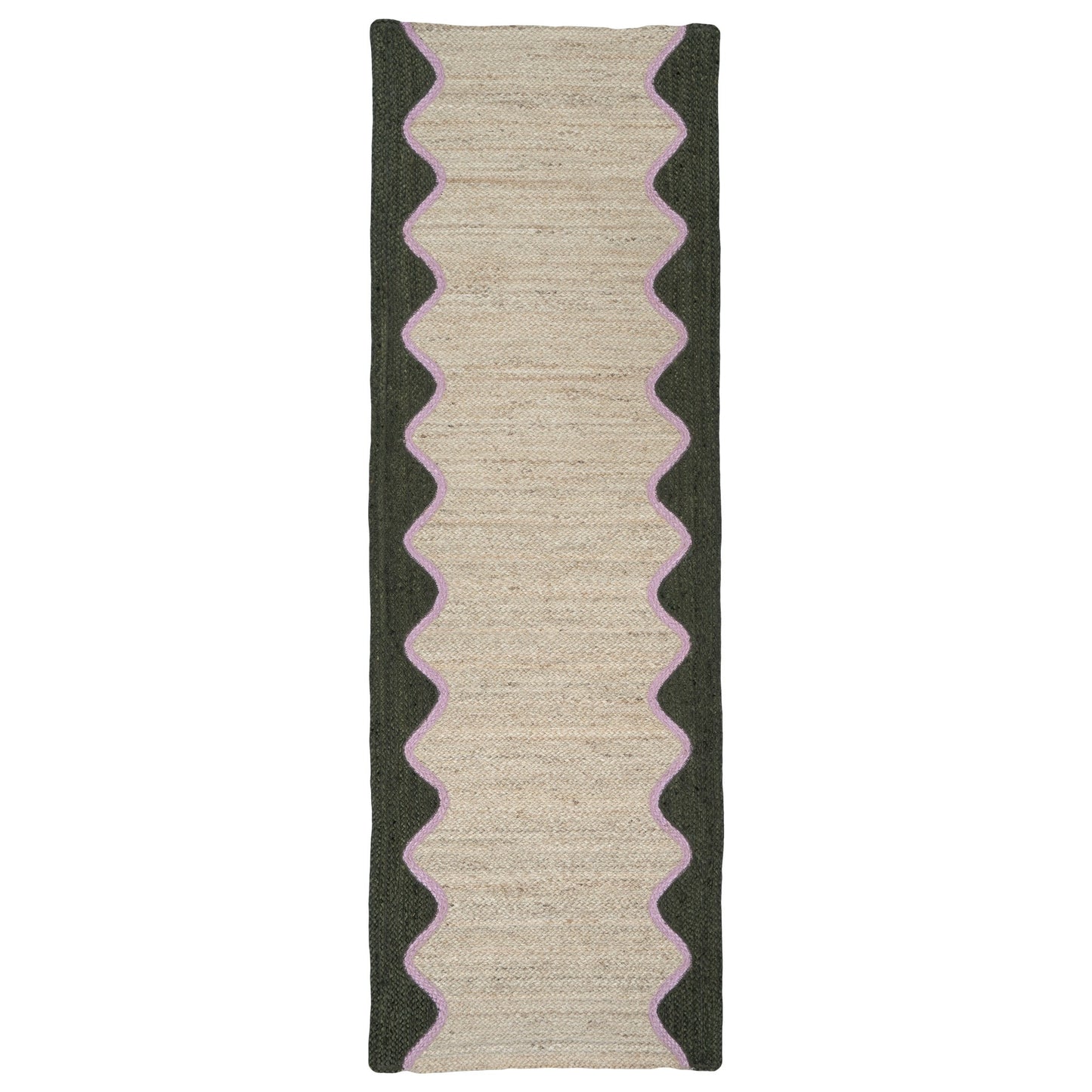 Wave Jute Rug Olive/Pink