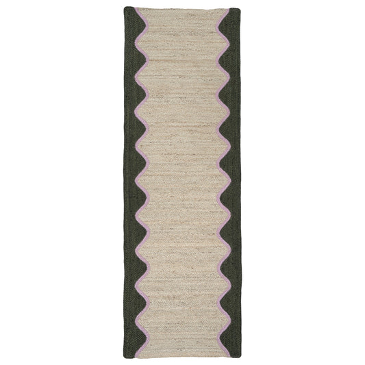 Wave Jute Rug Olive/Pink