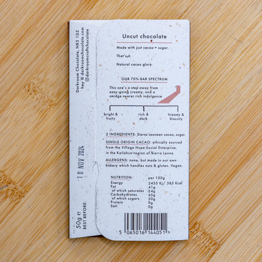 Darkroom Chocolate - 70% Sierra Leone Village Hope 50g Bar