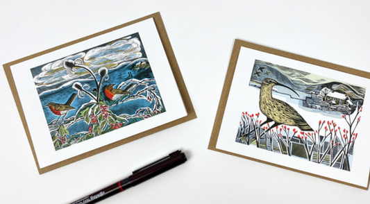 Winter Notecards - Curlew & Robins