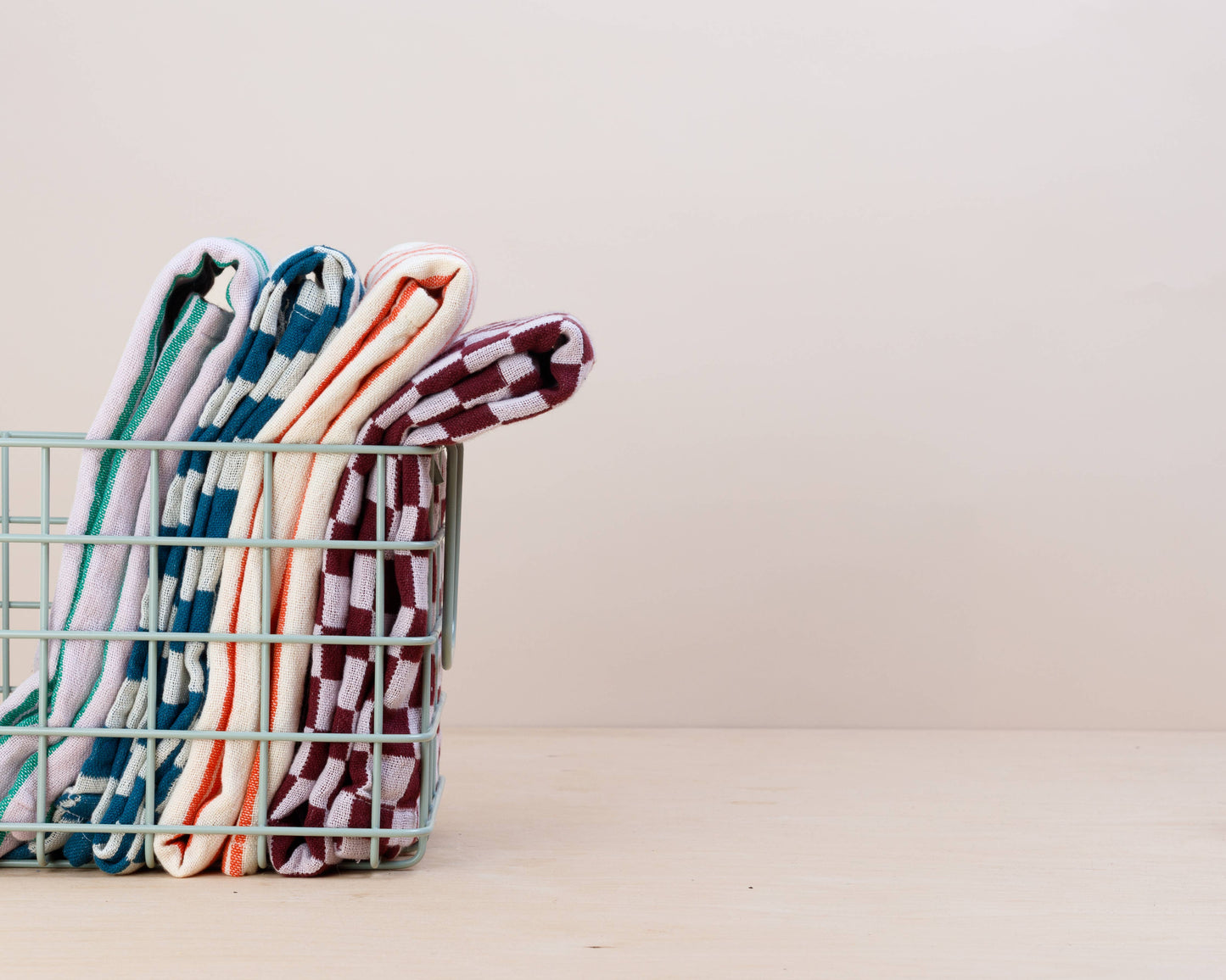 Cotton Hand Towel: Teal Check
