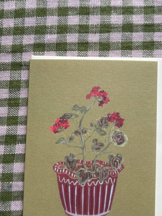 Red Geraniums Mini Card