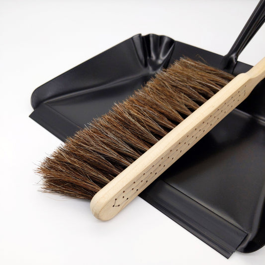 Maple & Horse Hair Brush with Black Dustpan