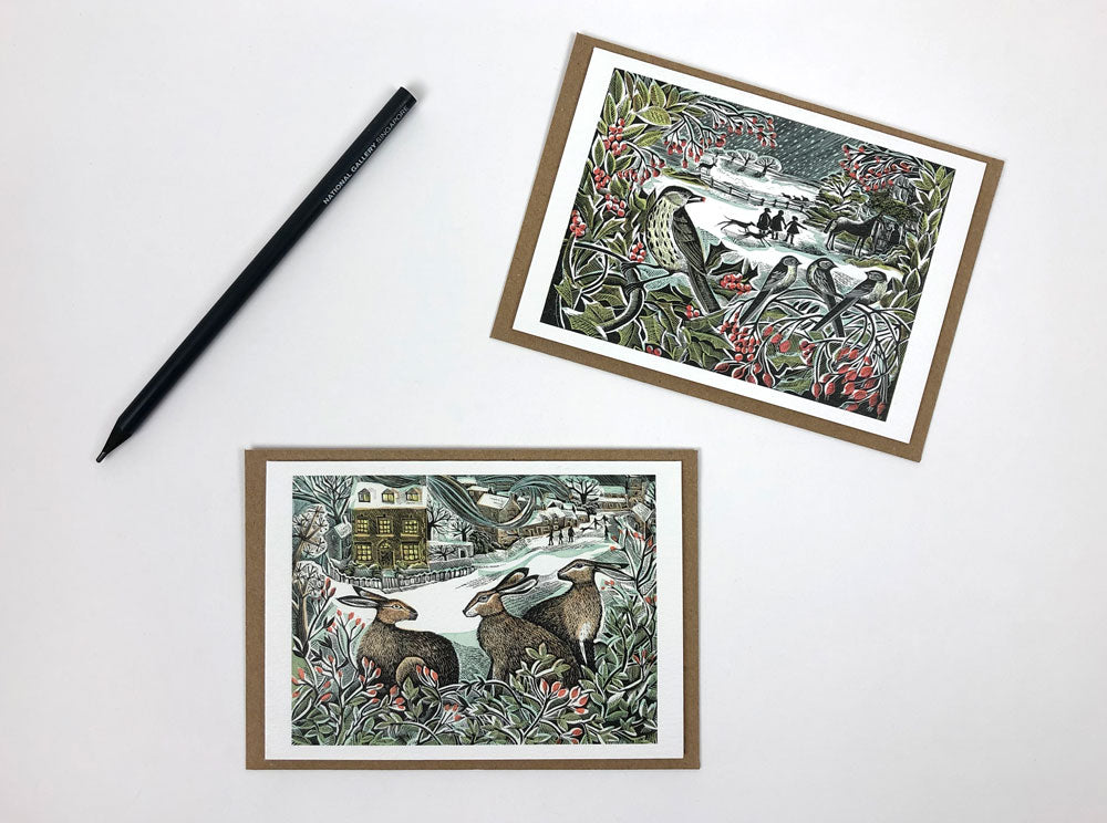 Winter Notecards - Holly Hedge & We Three Hares