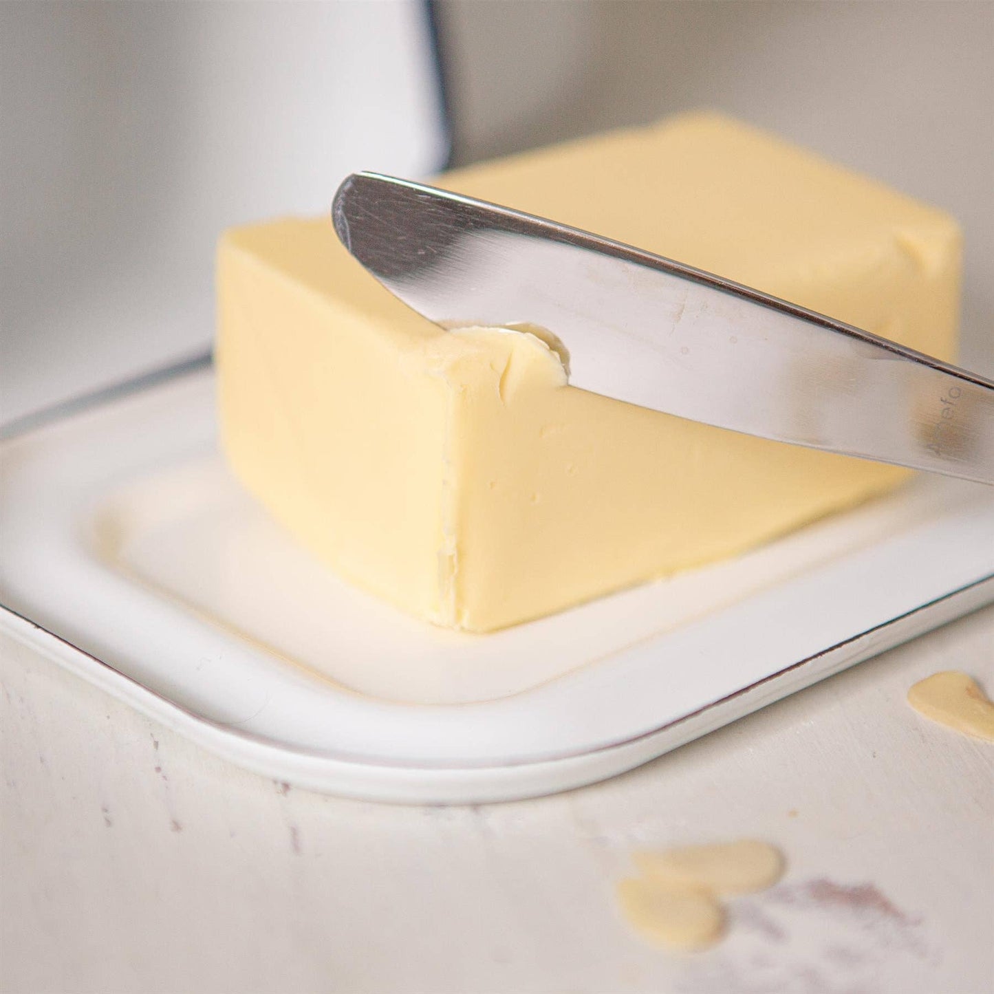 White Enamel Butter Dish