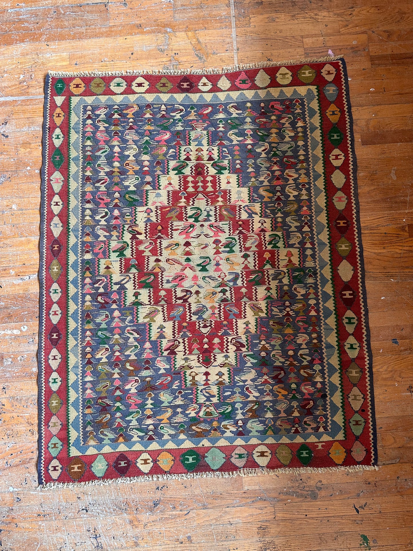 Vintage Senneh Kilim Rug - 4