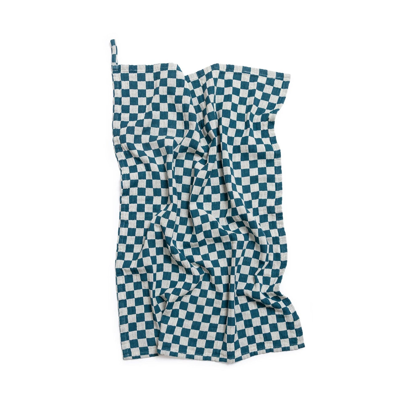 Cotton Hand Towel: Teal Check