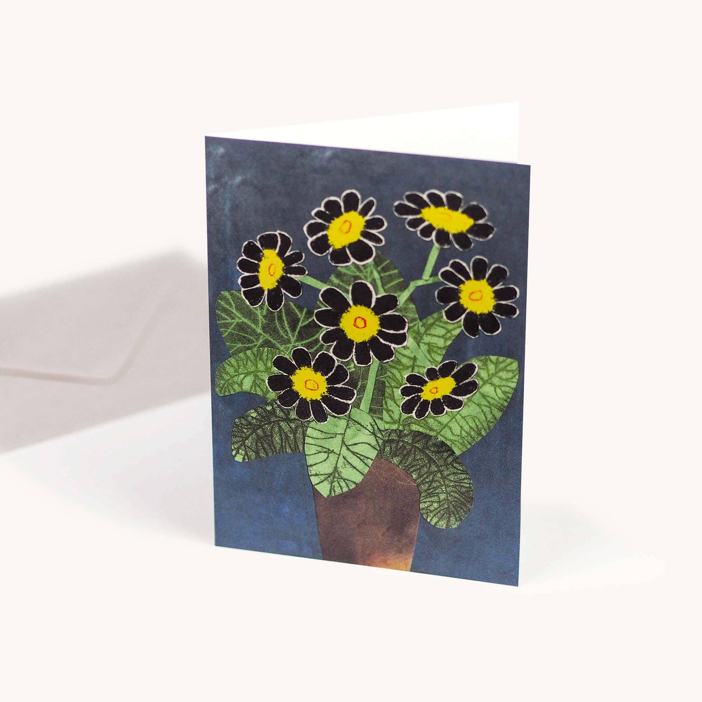 Card Black Auricula Flowers