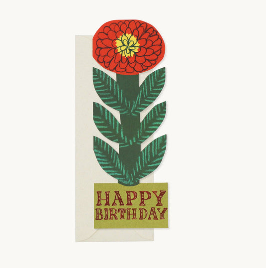Card Cheery Red Flower, Happy Birthday