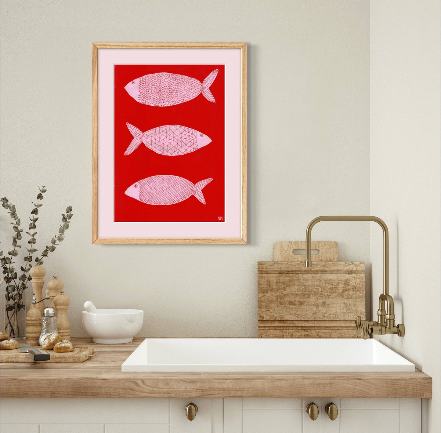 Three Pink Fish - A3 Print