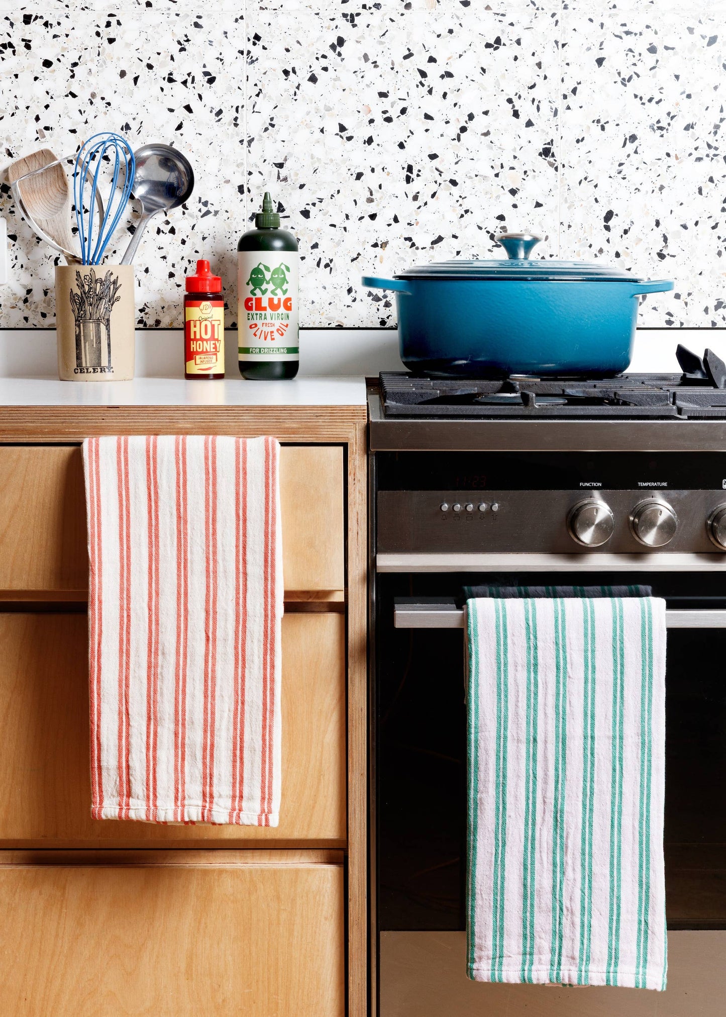 Cotton Hand Towel: Lilac Stripe