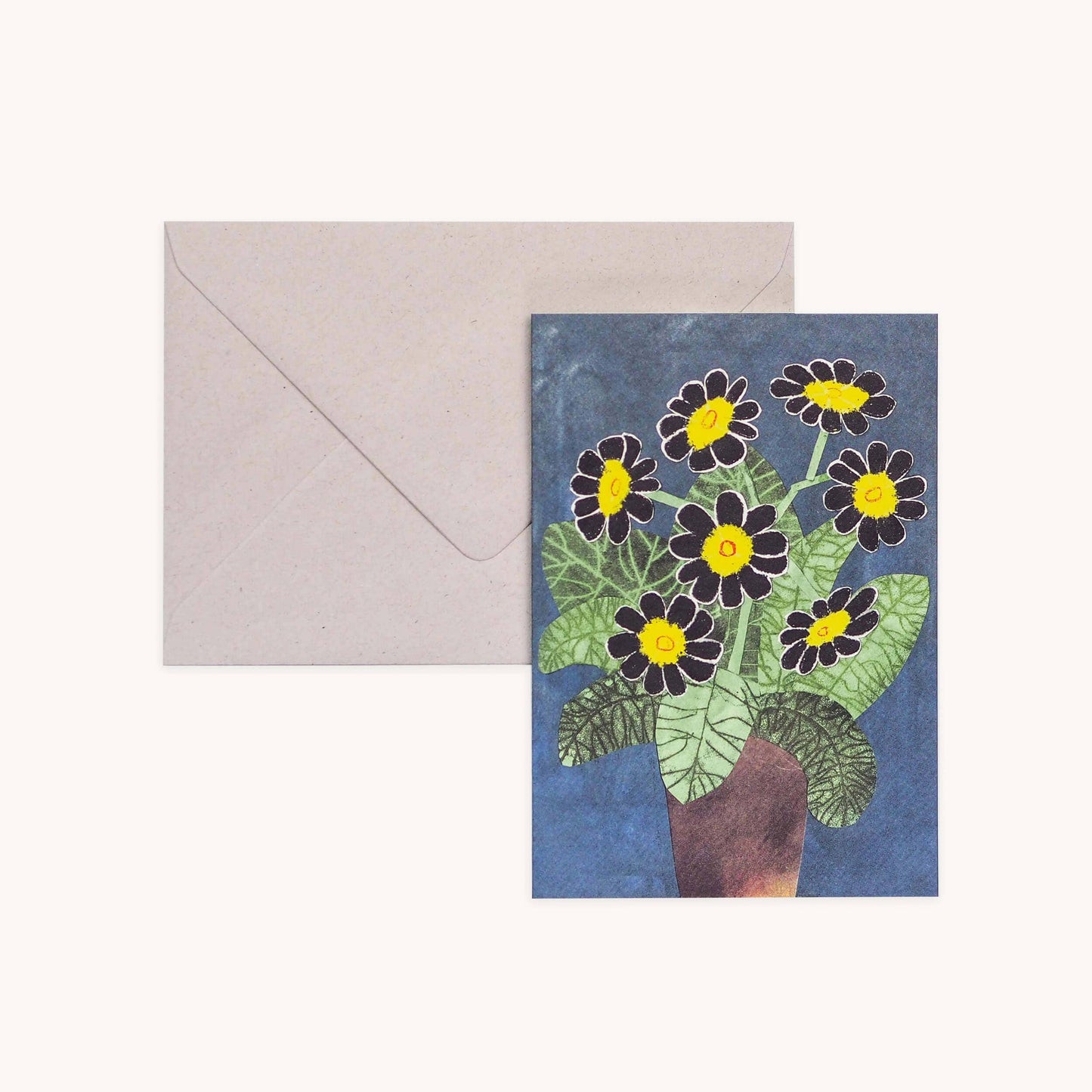 Card Black Auricula Flowers
