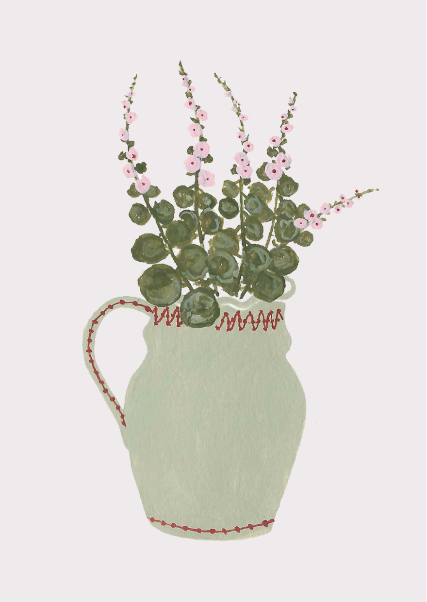 Hollyhocks mini card