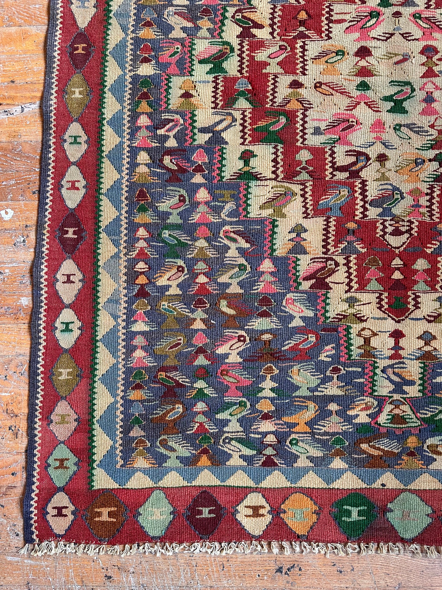 Vintage Senneh Kilim Rug - 4