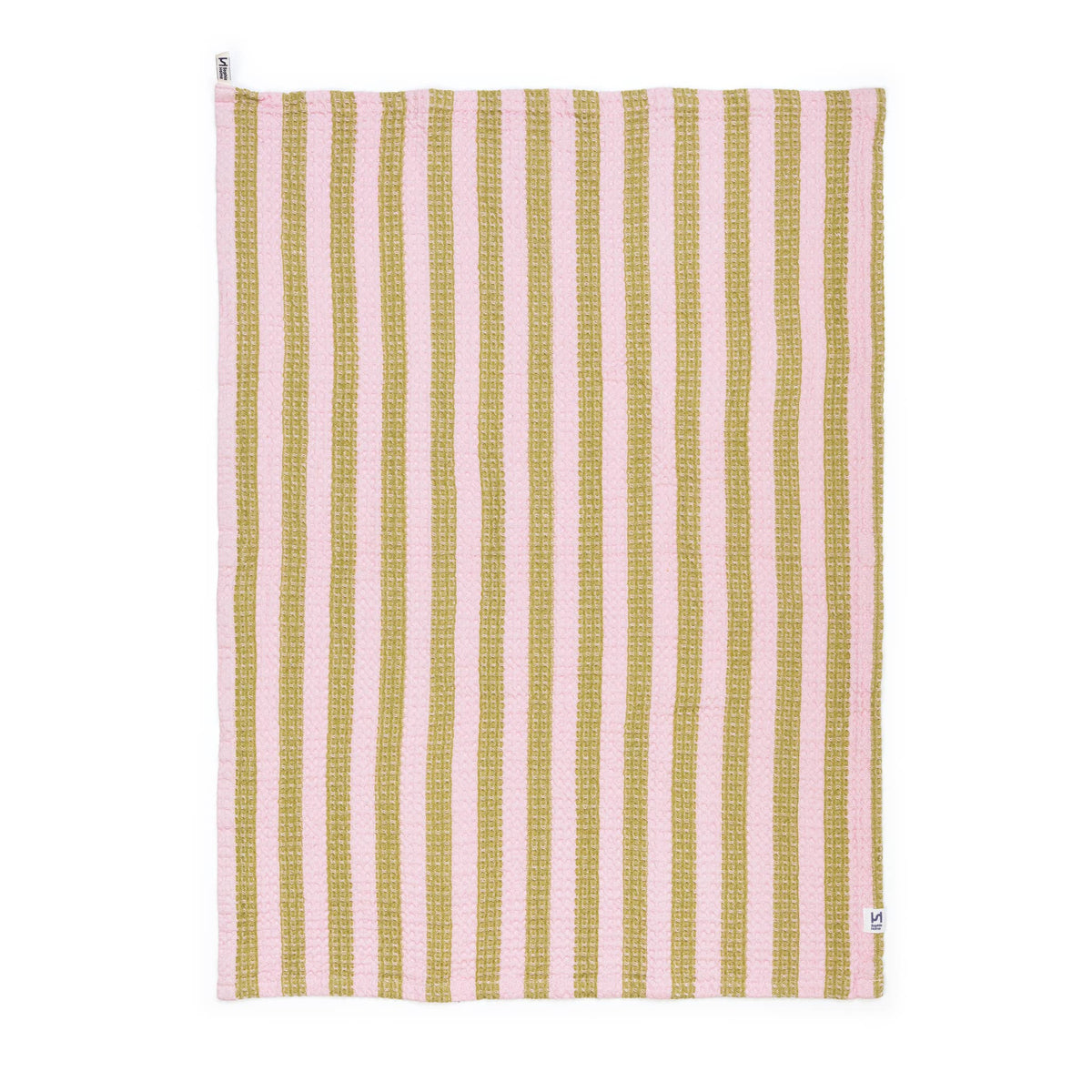 Cotton Waffle Tea Towel 2 Pack: Striped Pink