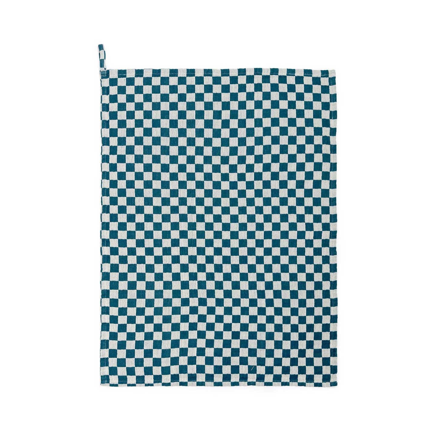 Cotton Hand Towel: Teal Check