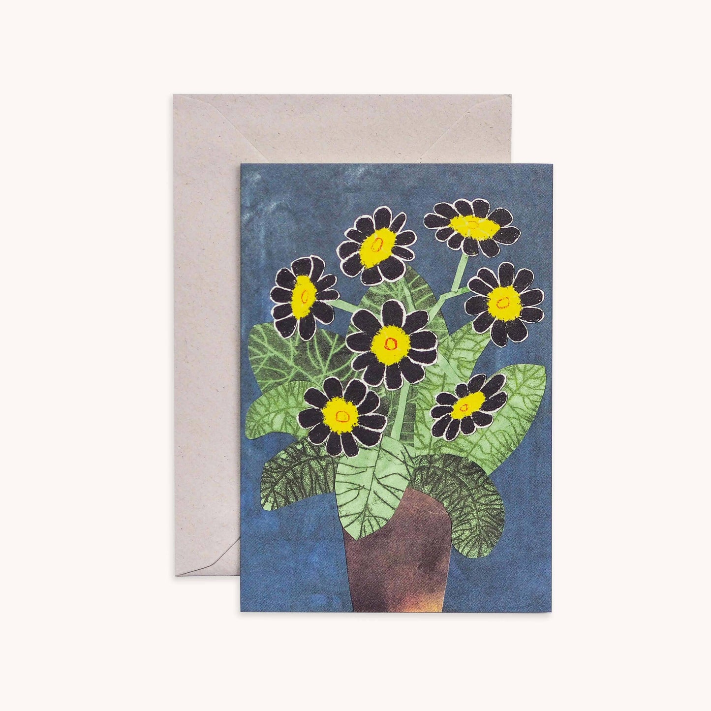 Card Black Auricula Flowers