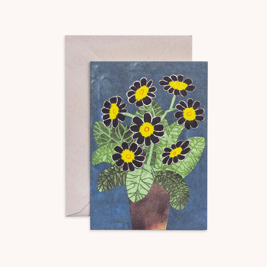 Card Black Auricula Flowers