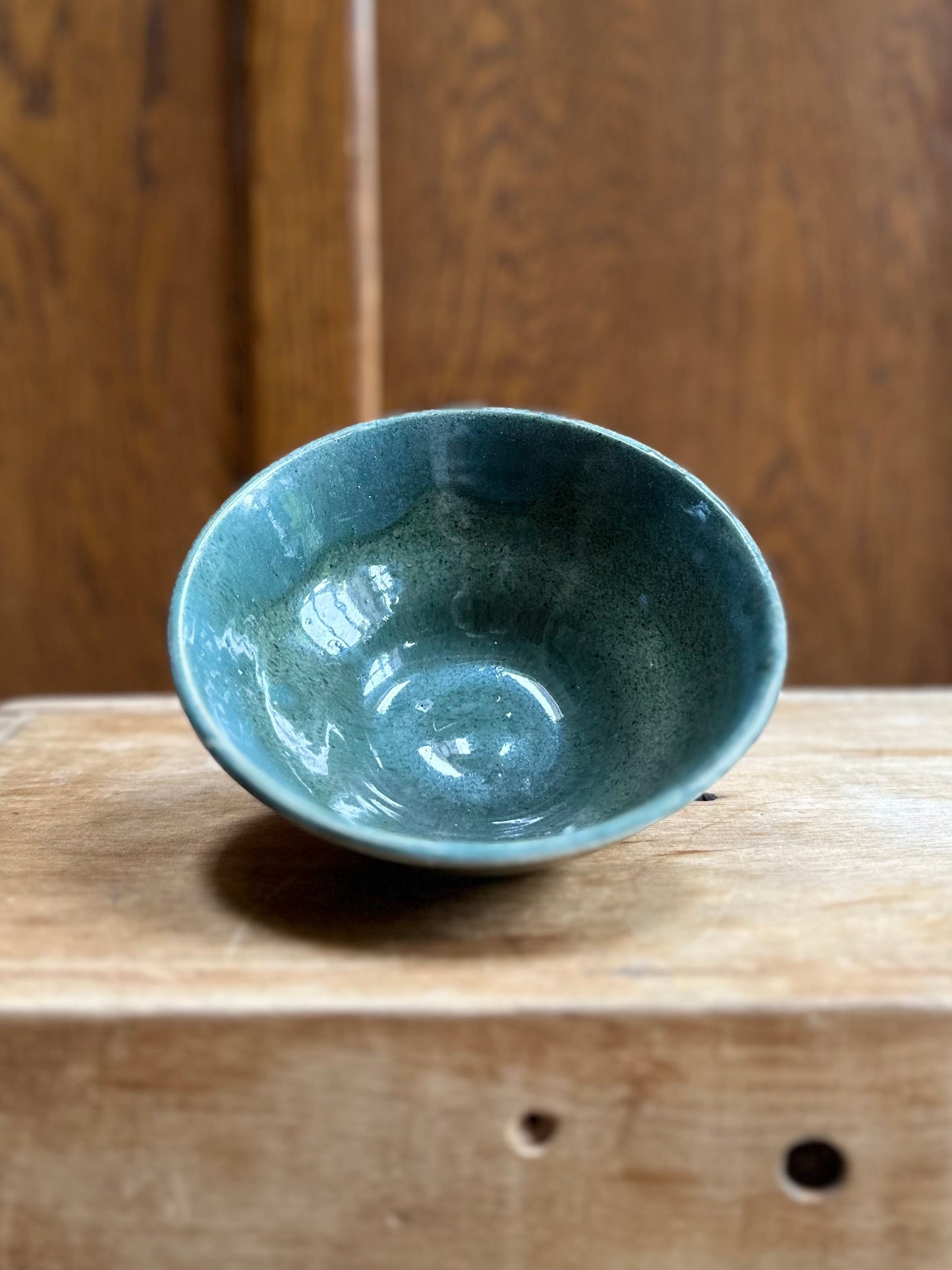 Studio Pottery Bowl Green Blue