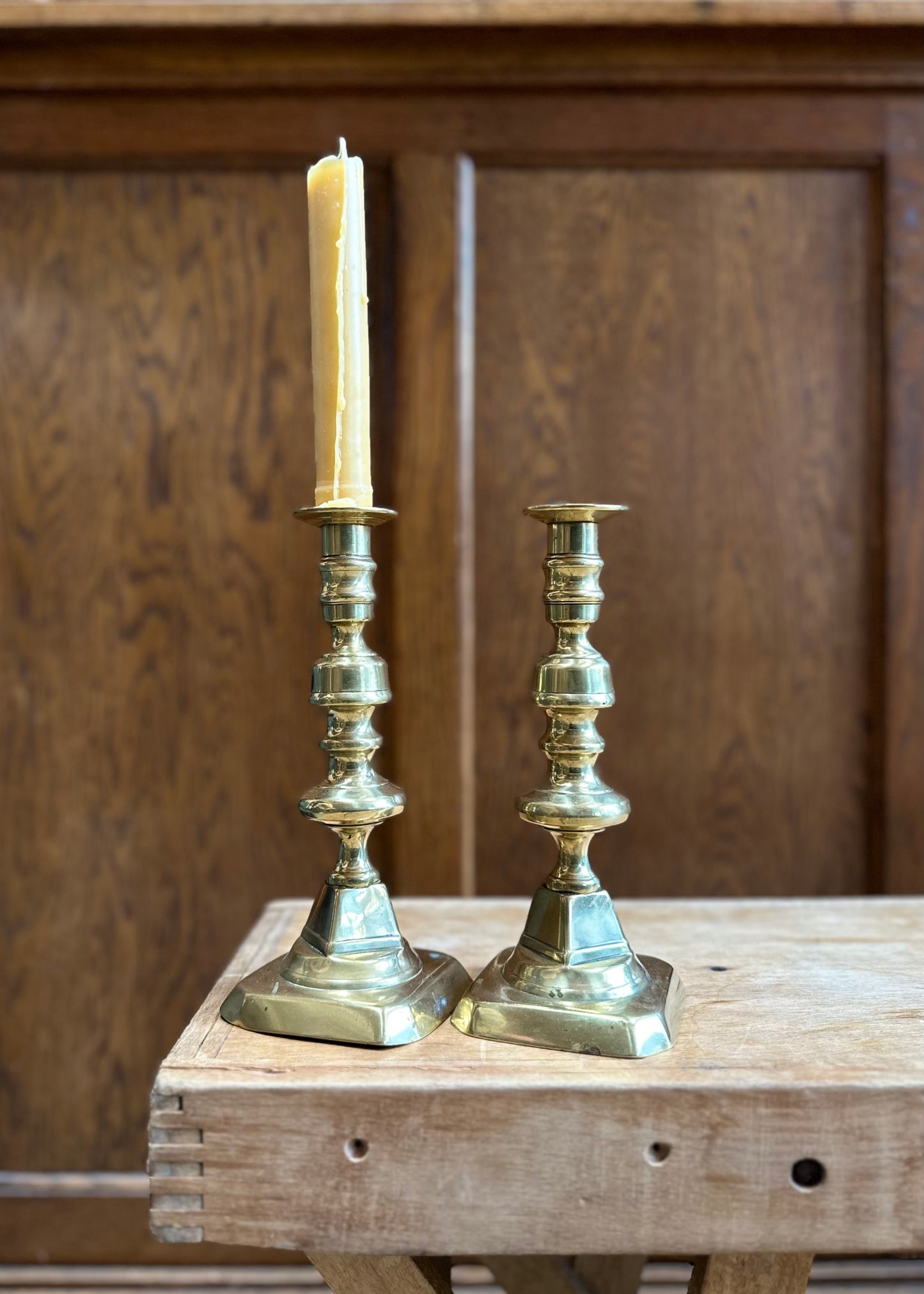 Pair of Victorian Brass Candlestick Holders