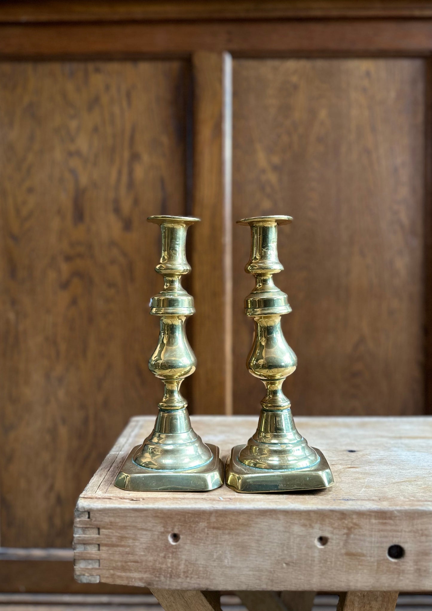 Pair of Victorian Brass Candlestick Holders