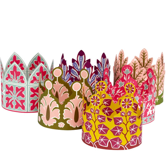 Six Colourful Paper Coronets