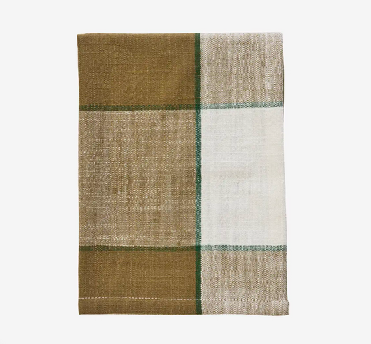 Olive Checked Cotton Towel