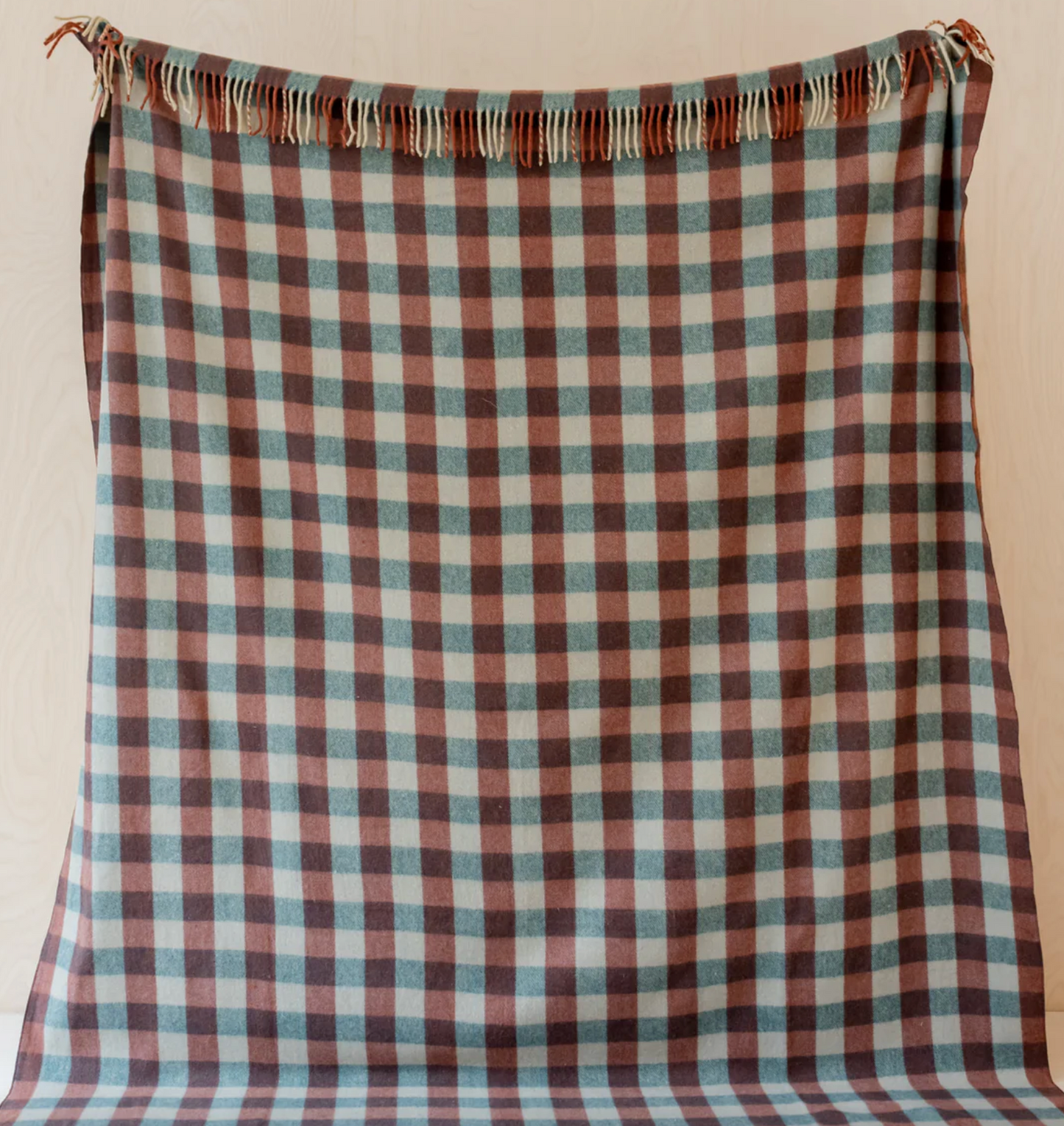 Teal Gingham Blanket Throw