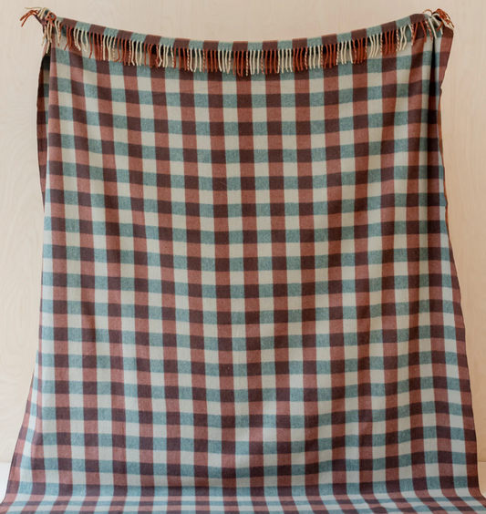 Teal Gingham Blanket Throw