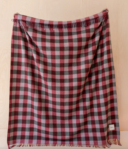 Wine Gingham Blanket Throw
