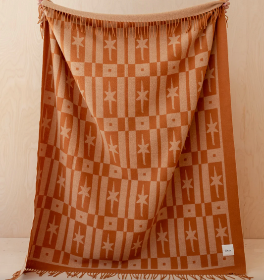 Lambswool Blanket in Almond Celestial Tile