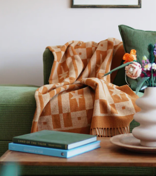 Lambswool Blanket in Almond Celestial Tile