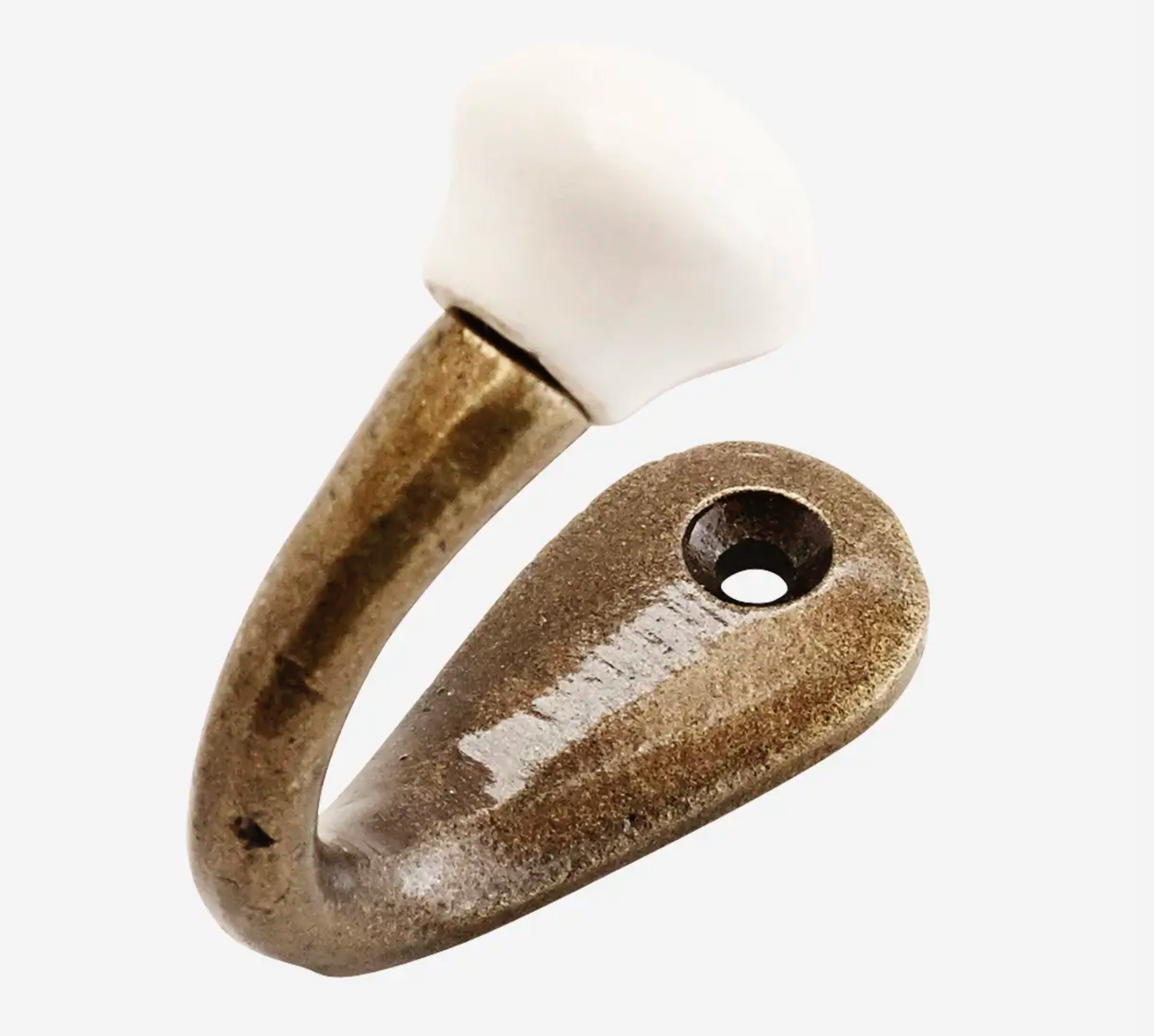 Jagg Iron & Porcelain Hook Collection - Brass & White