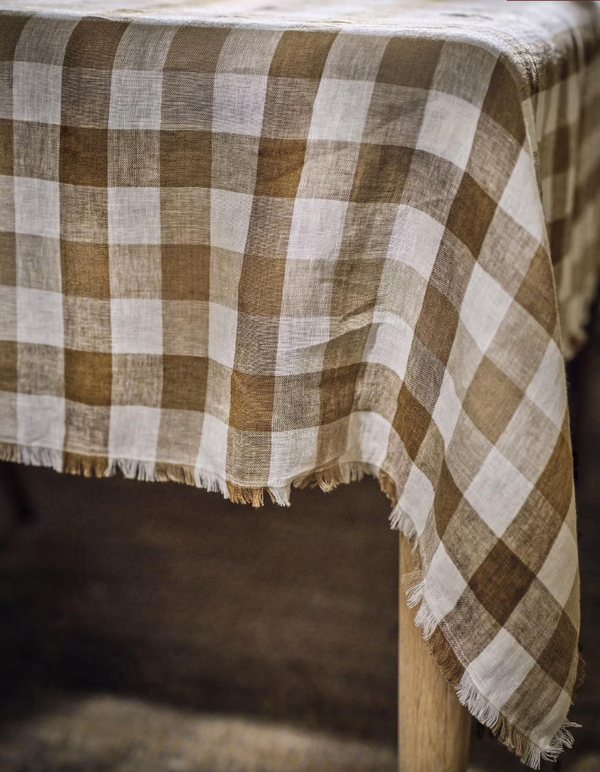 Checker Linen Table Cloth - Assorted Size