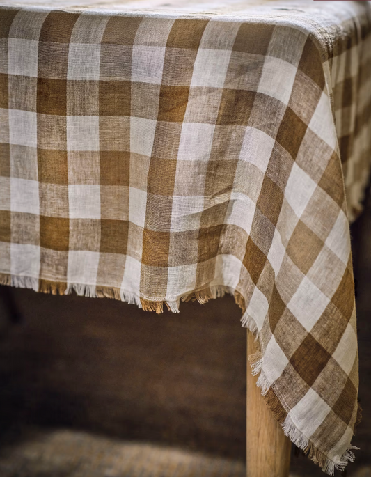 Checker Linen Table Cloth - Assorted Size