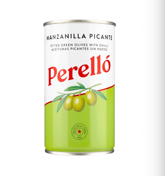 Perello Spicy Manzanilla Pitted Olives Tin 150g