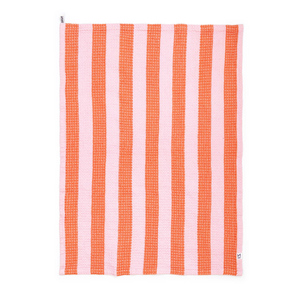 Cotton Waffle Tea Towel 2 Pack: Striped Pink