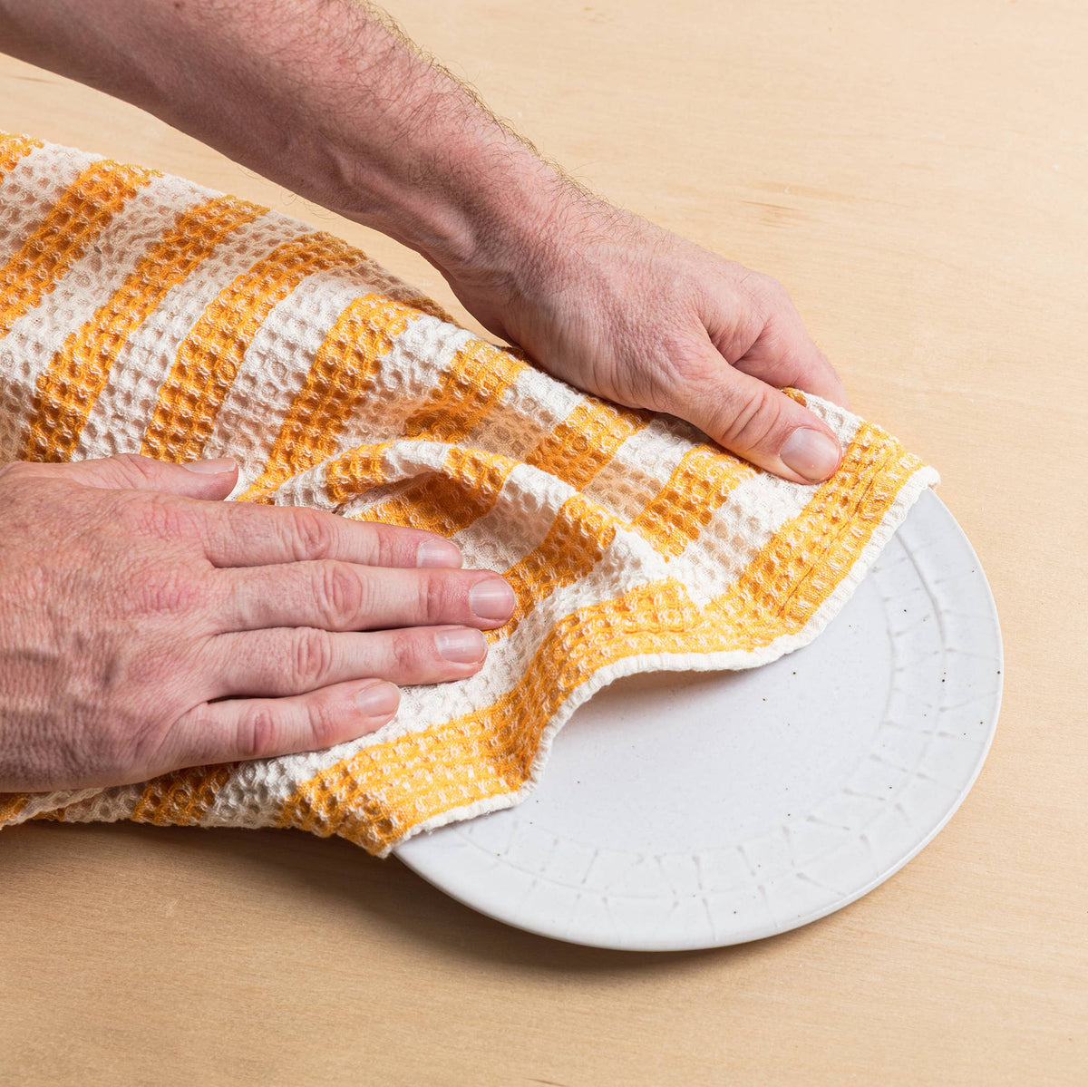 Cotton Waffle Tea Towel 2 Pack: Green & Citrus
