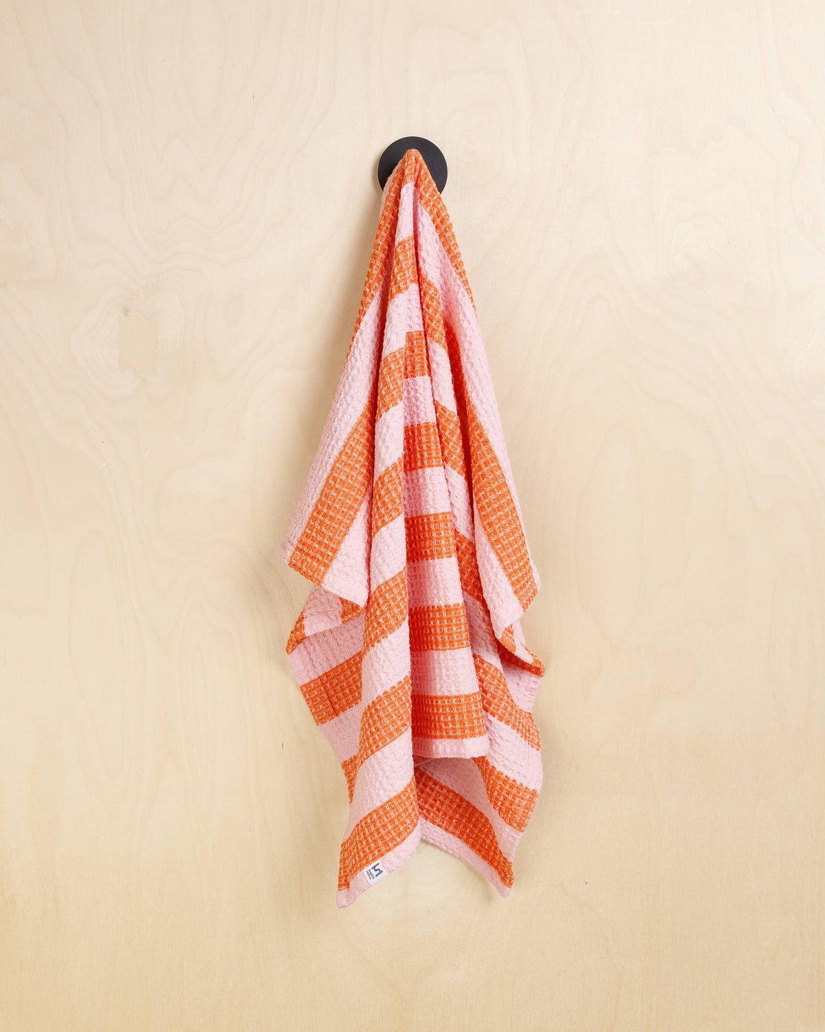 Cotton Waffle Tea Towel 2 Pack: Striped Pink