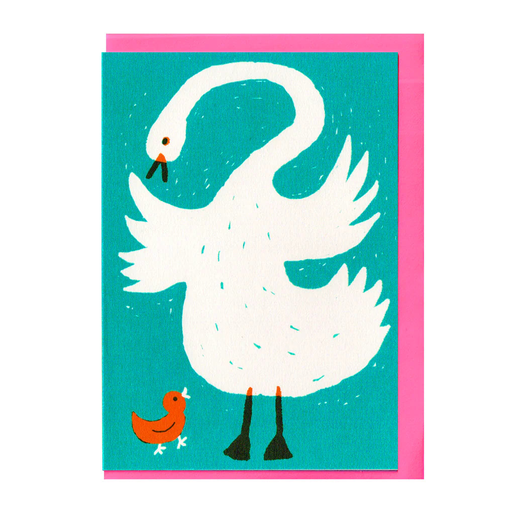 Card Swan And Cygnet