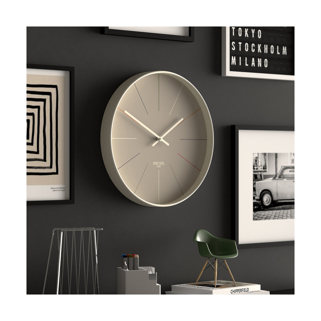 Space Hotel District 12 Wall Clock - Linen