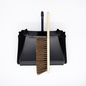 Maple & Horse Hair Brush with Black Dustpan