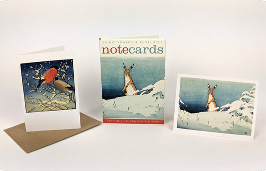 Winter Notecards - Hare in Snow/Bullfinches